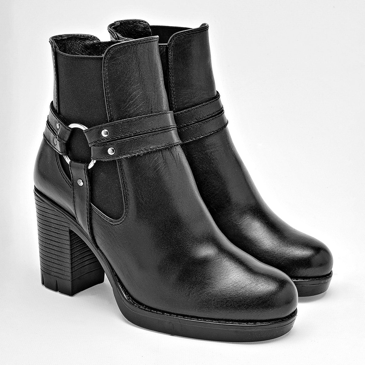 Botin Casual Principessa Piel Mujer 3058 Negro Tacon 9 Cm
