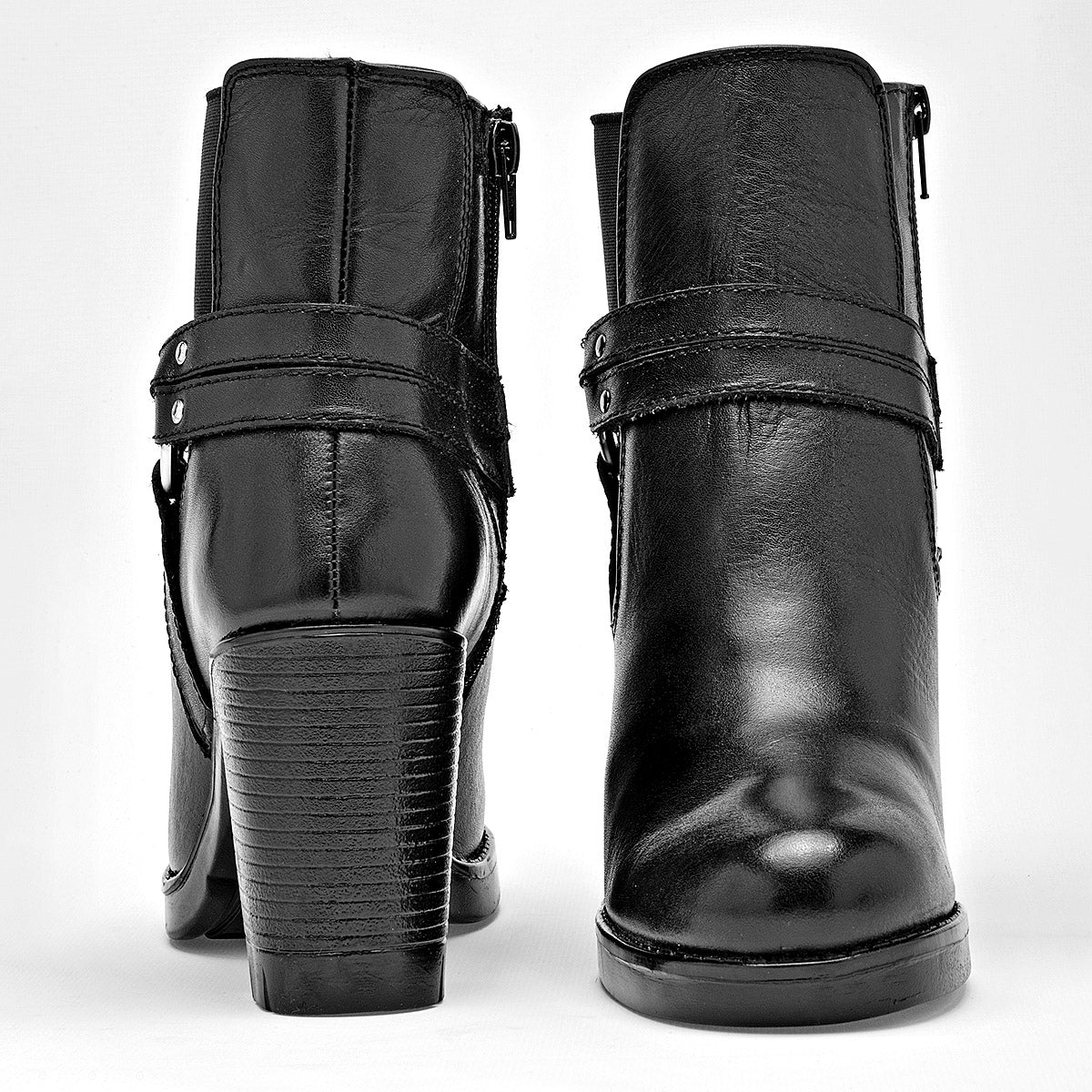 Botin Casual Principessa Piel Mujer 3058 Negro Tacon 9 Cm