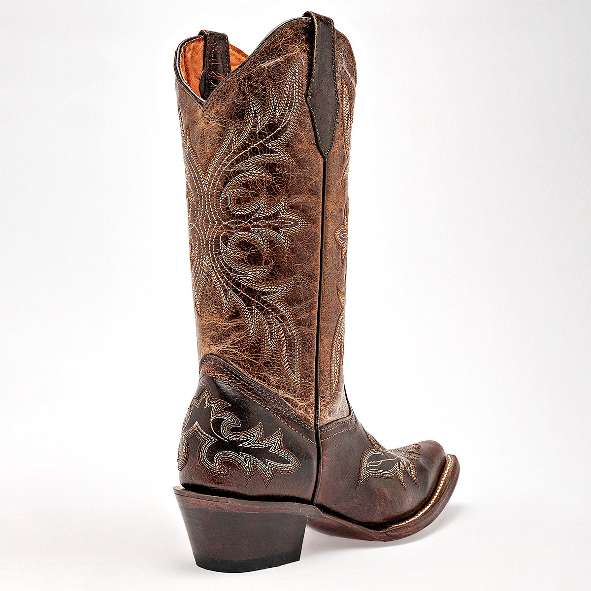 Bota vaquera piel trankasboots paramujer Pv850 Cafe Tacon 5CM tubo 30CM