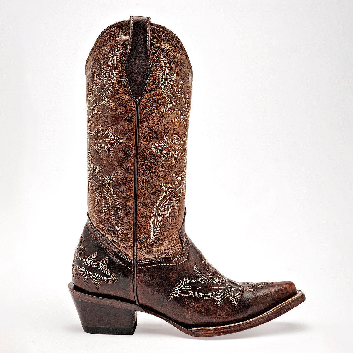 Bota vaquera piel trankasboots paramujer Pv850 Cafe Tacon 5CM tubo 30CM