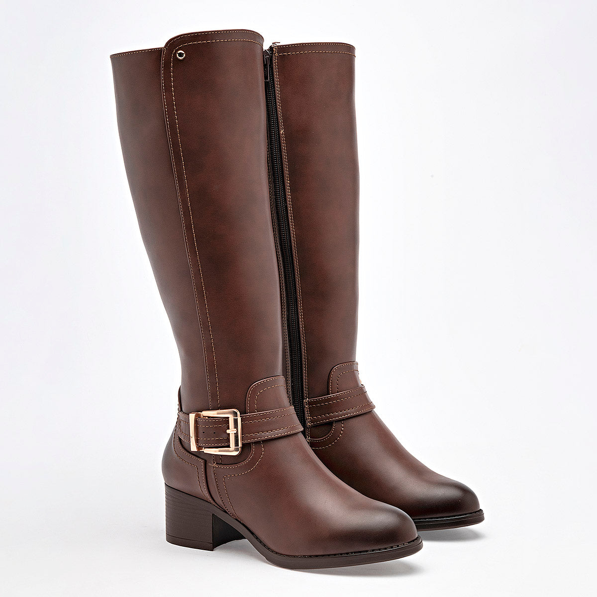 Bota Larga Celex Para Mujer 525 Color Cafe Tacon 5 Tub0 37