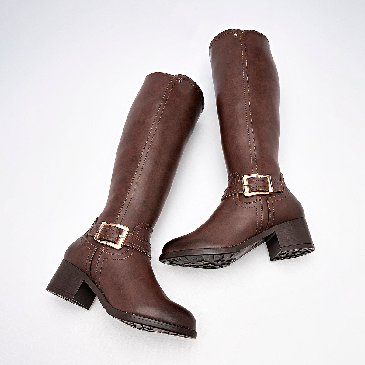 Bota Larga Celex Para Mujer 525 Color Cafe Tacon 5 Tub0 37