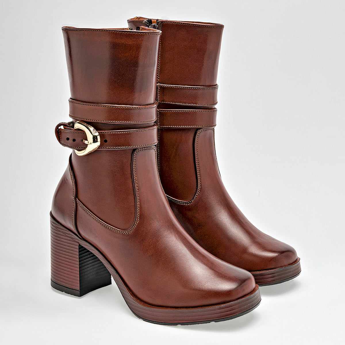 Botin Casual Giselle Mujer 5202 Cafe Tacon 8 Cm Tubo 20 Cm