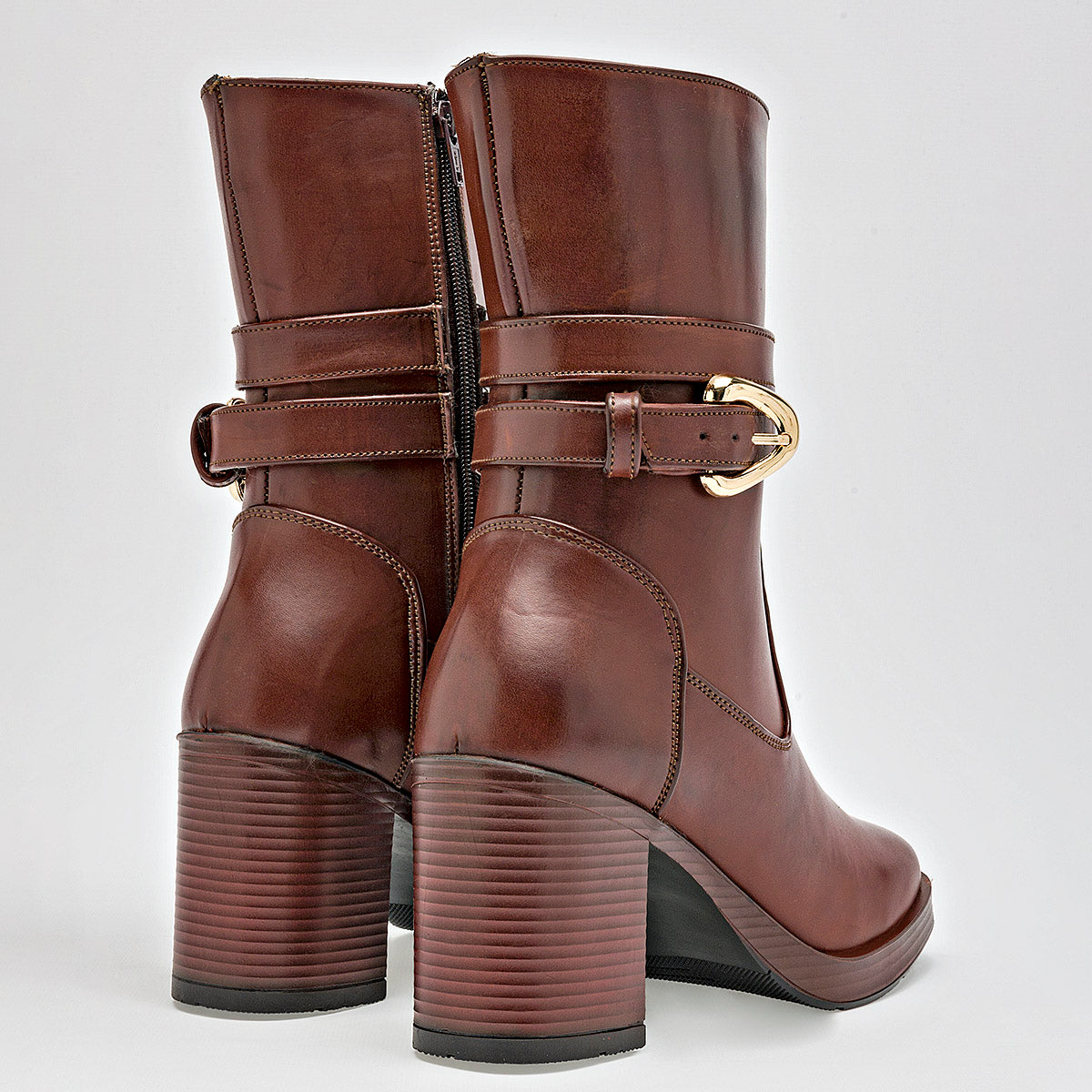 Botin Casual Giselle Mujer 5202 Cafe Tacon 8 Cm Tubo 20 Cm