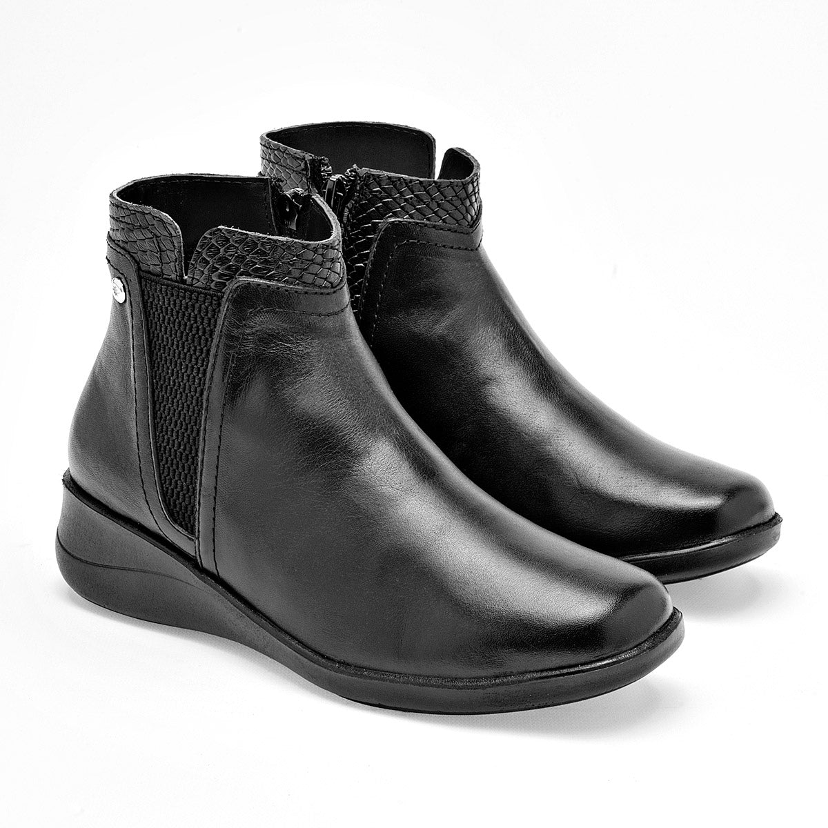 Botin Casual Piel Moramora Negro Darla Negro Tubo 11 Cm