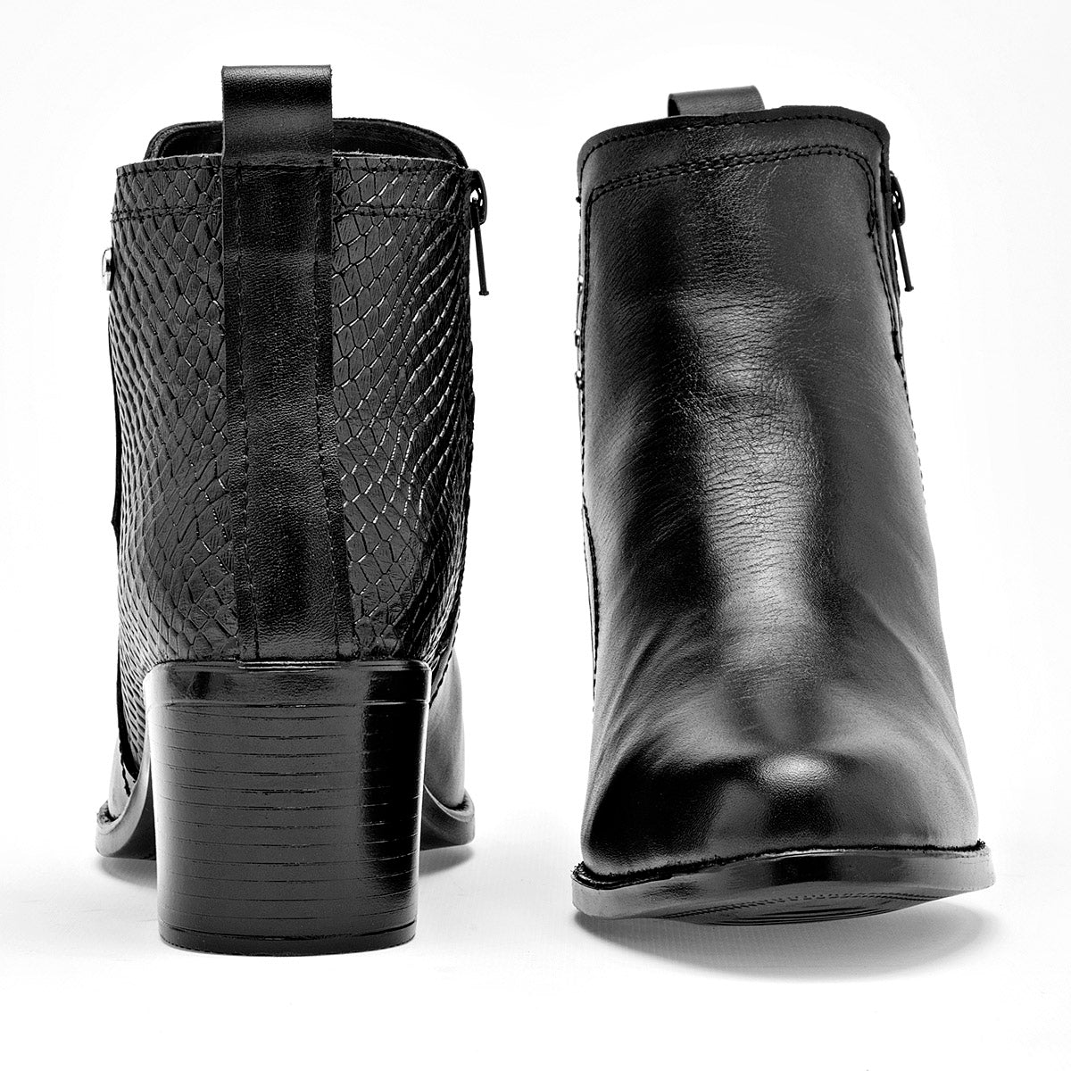 Botin Casual Moramora Mujer Delia Negro Tacon 5cm Tubo 11cm