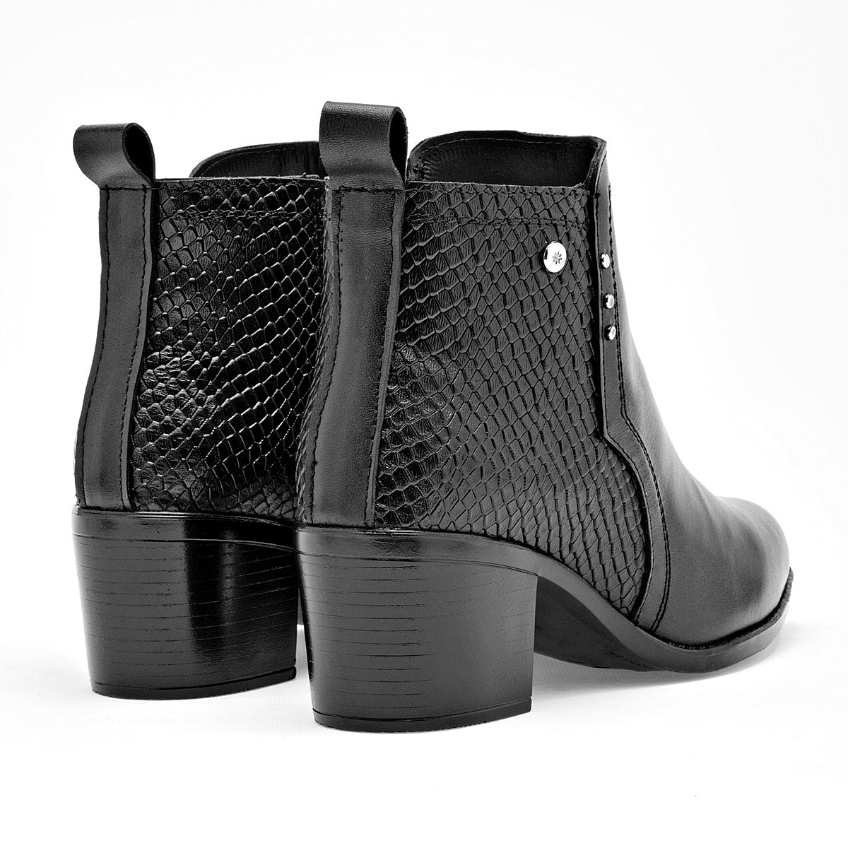 Botin Casual Moramora Mujer Delia Negro Tacon 5cm Tubo 11cm