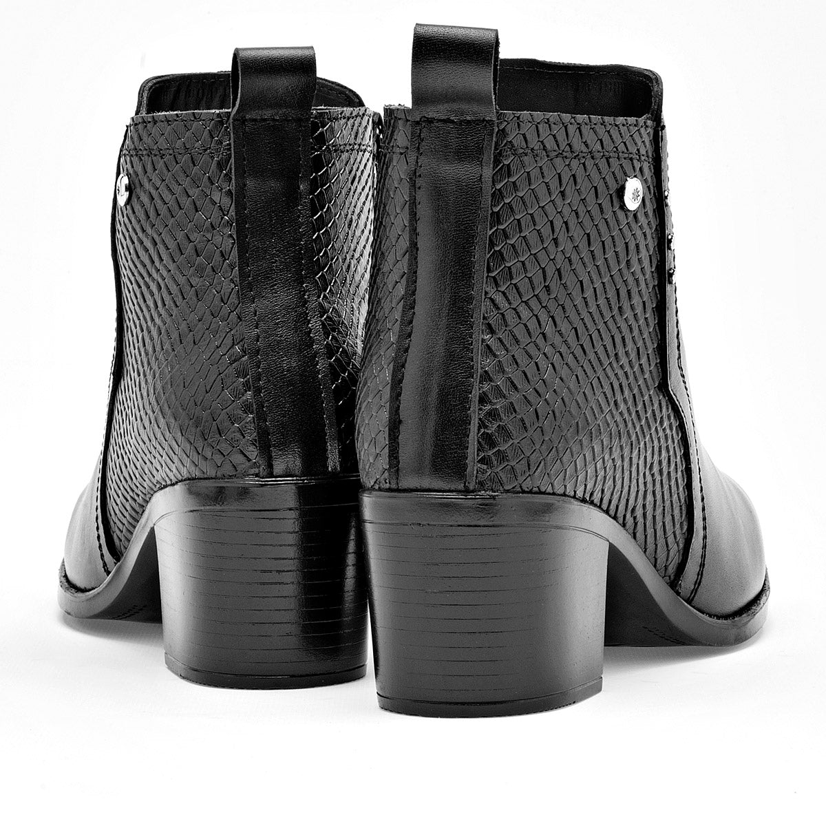 Botin Casual Moramora Mujer Delia Negro Tacon 5cm Tubo 11cm