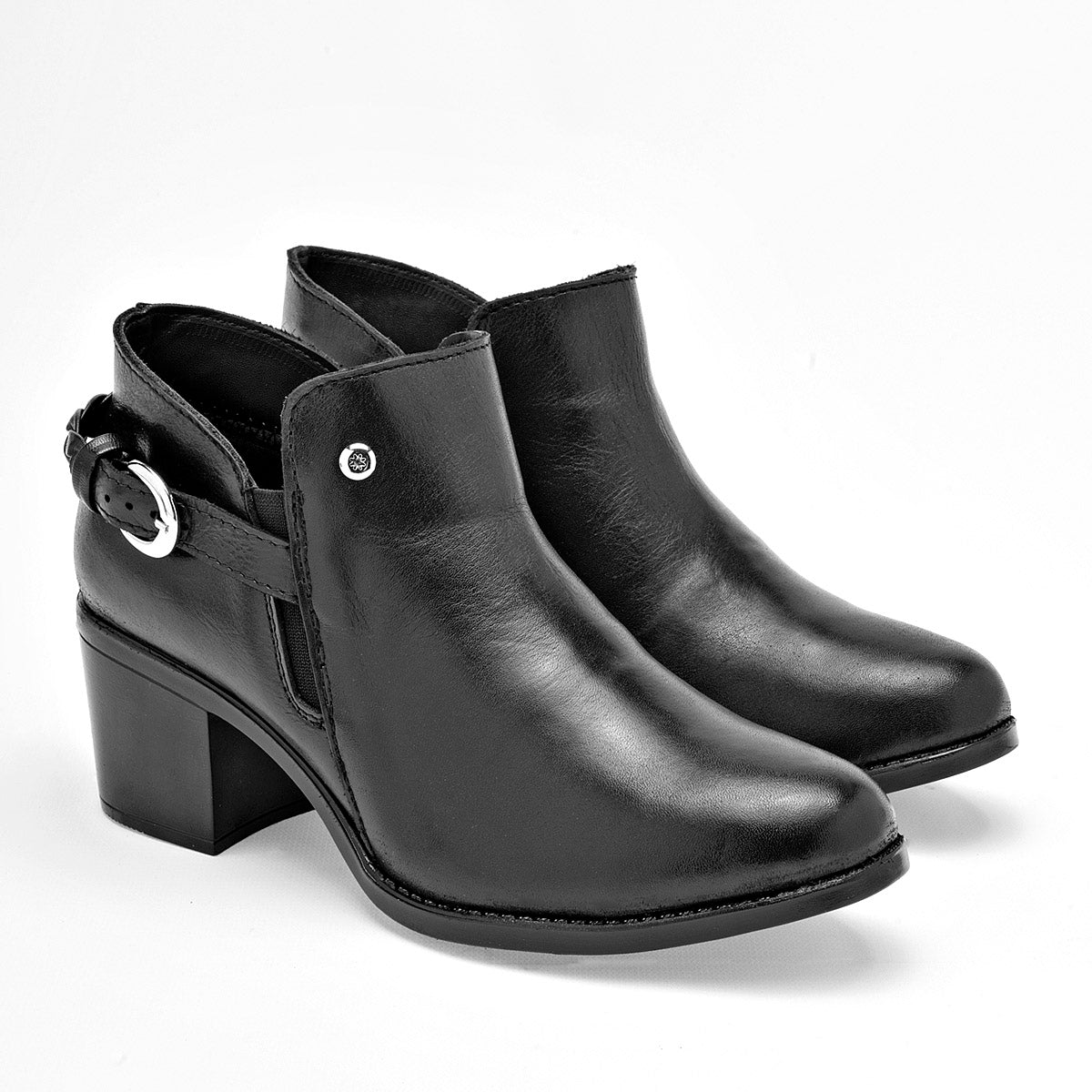 Botin Casual Piel Moramora Mujer Donna Negro Tacon 5 Cm