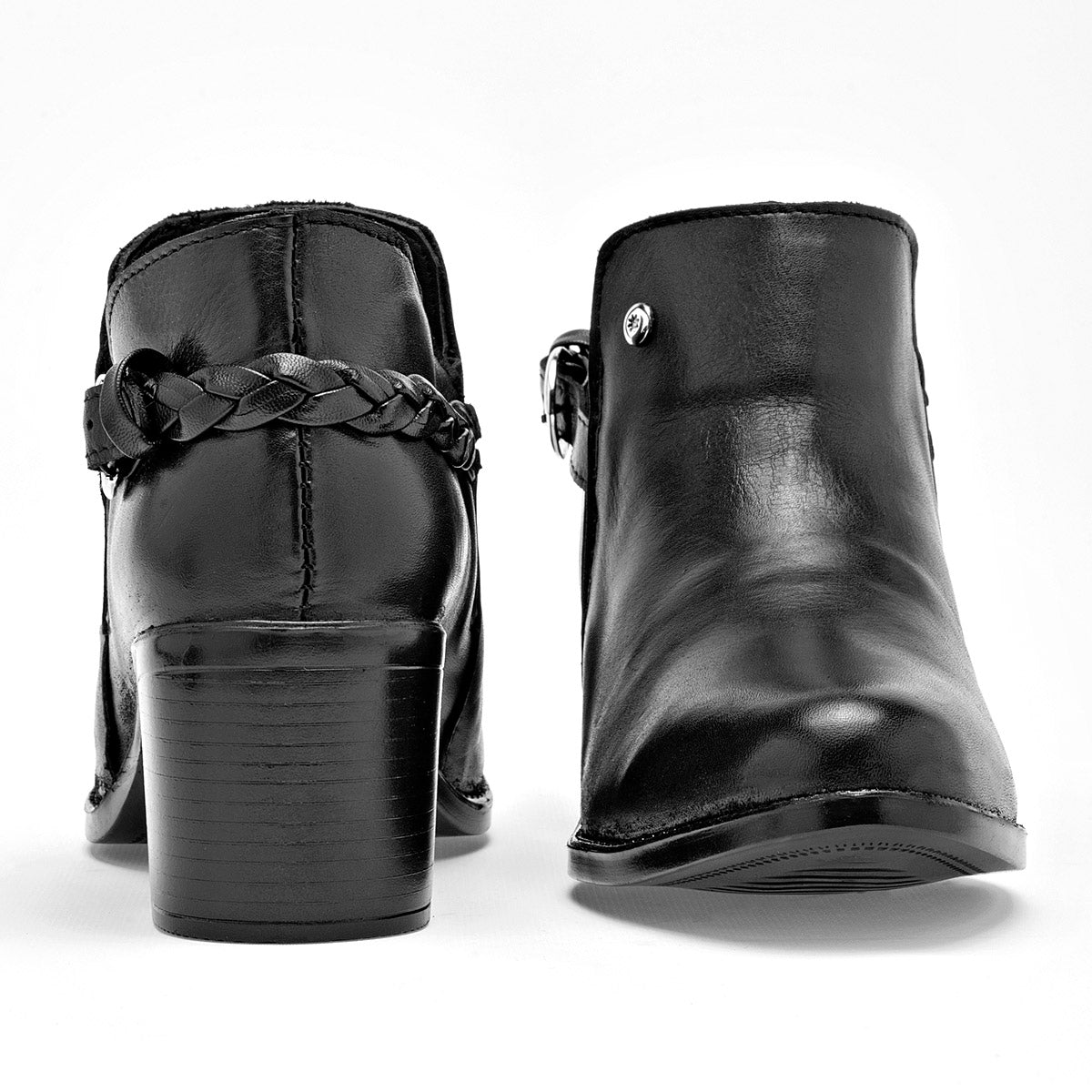 Botin Casual Piel Moramora Mujer Donna Negro Tacon 5 Cm