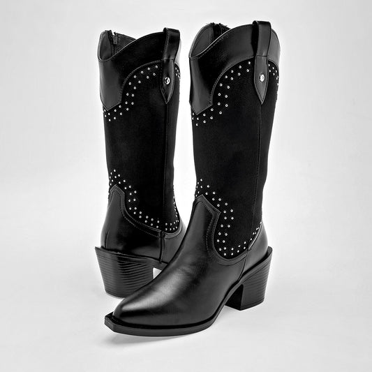 Bota vaquera moramora para mujer 1107580 negro tacon 7cm tubobo 28 Cm