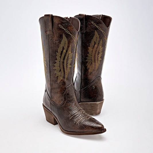 Bota Vaquera Moramora Para Mujer 1108003 Cafe Tacon6 Tubo28