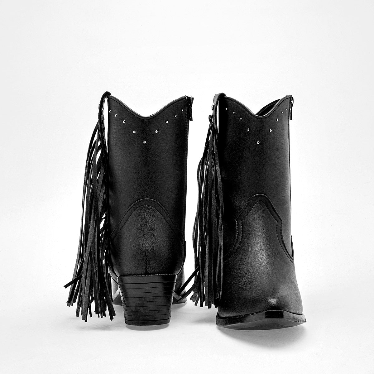 Bota Vaquera Moramora Mujer Mina Negro tacon 6cmTubo 19 Cm