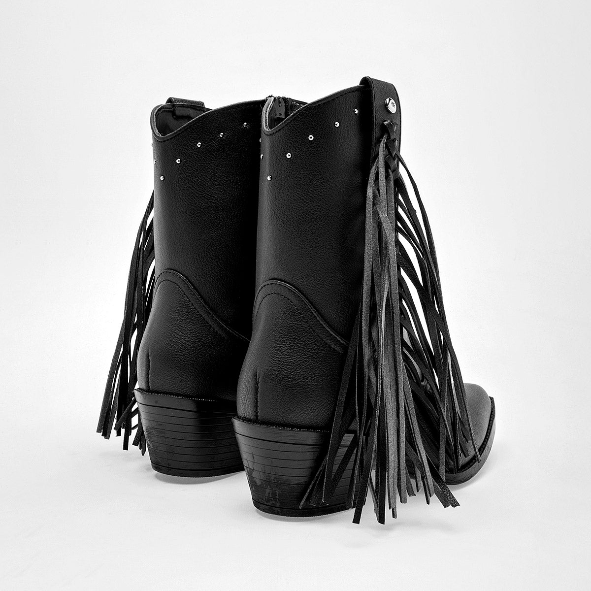 Bota Vaquera Moramora Mujer Mina Negro tacon 6cmTubo 19 Cm