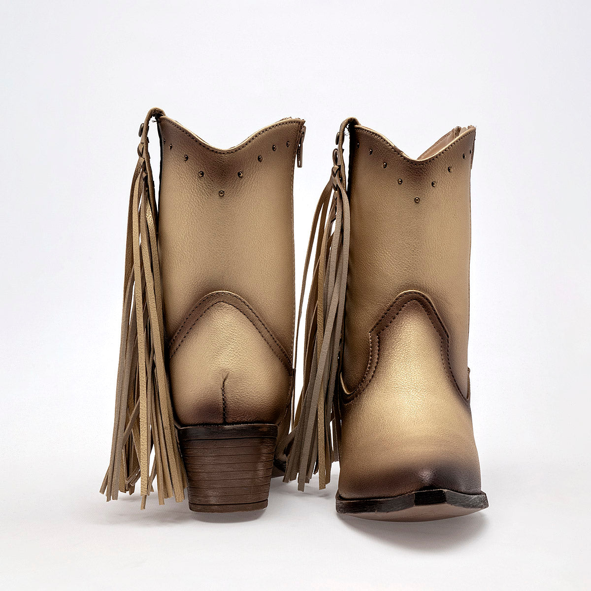 Bota Vaquera Moramora Mujer Mina Oro tacon 6 cm Tubo 19 Cm