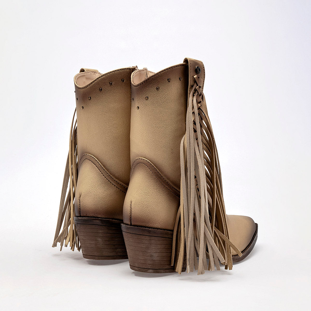 Bota Vaquera Moramora Mujer Mina Oro tacon 6 cm Tubo 19 Cm
