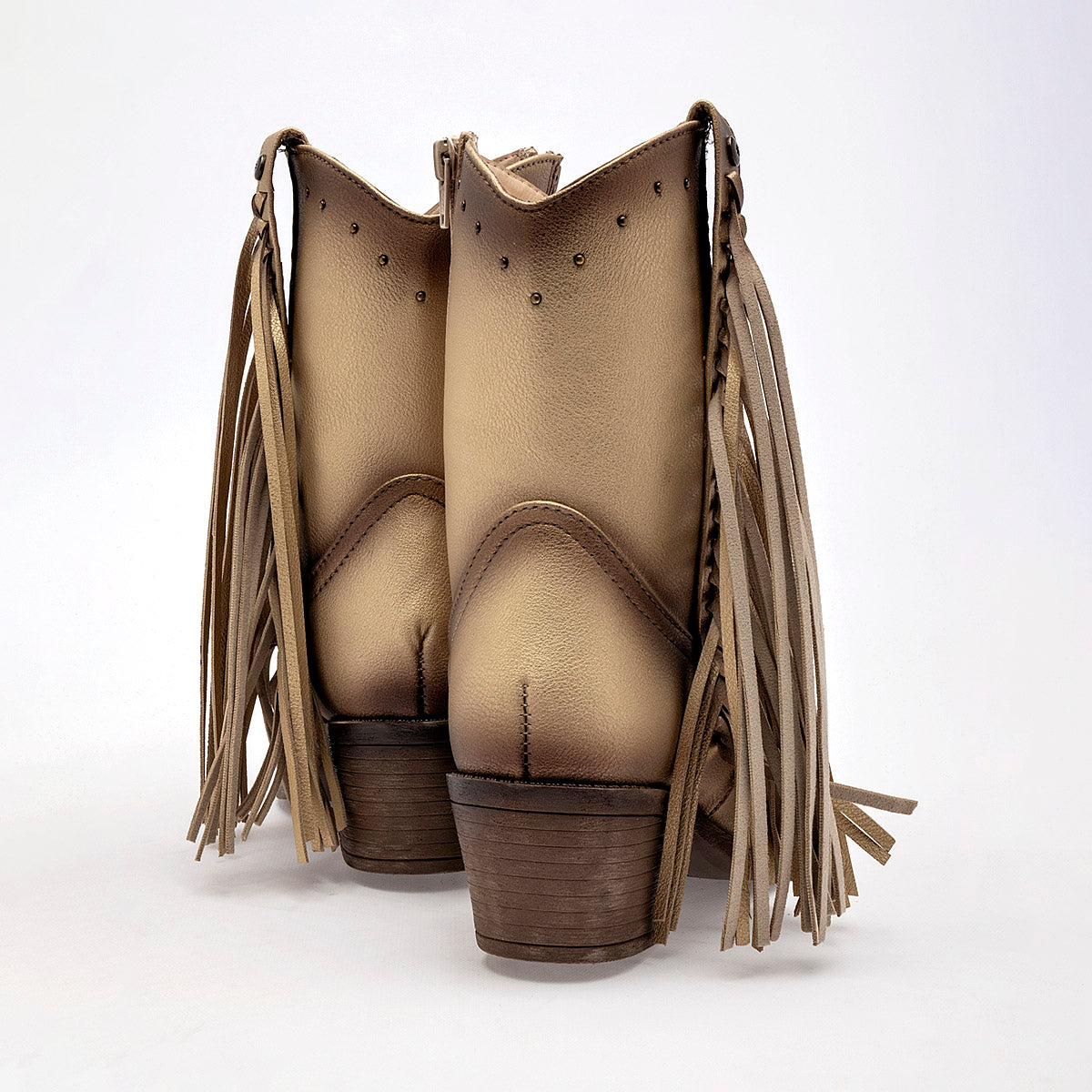 Bota Vaquera Moramora Mujer Mina Oro tacon 6 cm Tubo 19 Cm