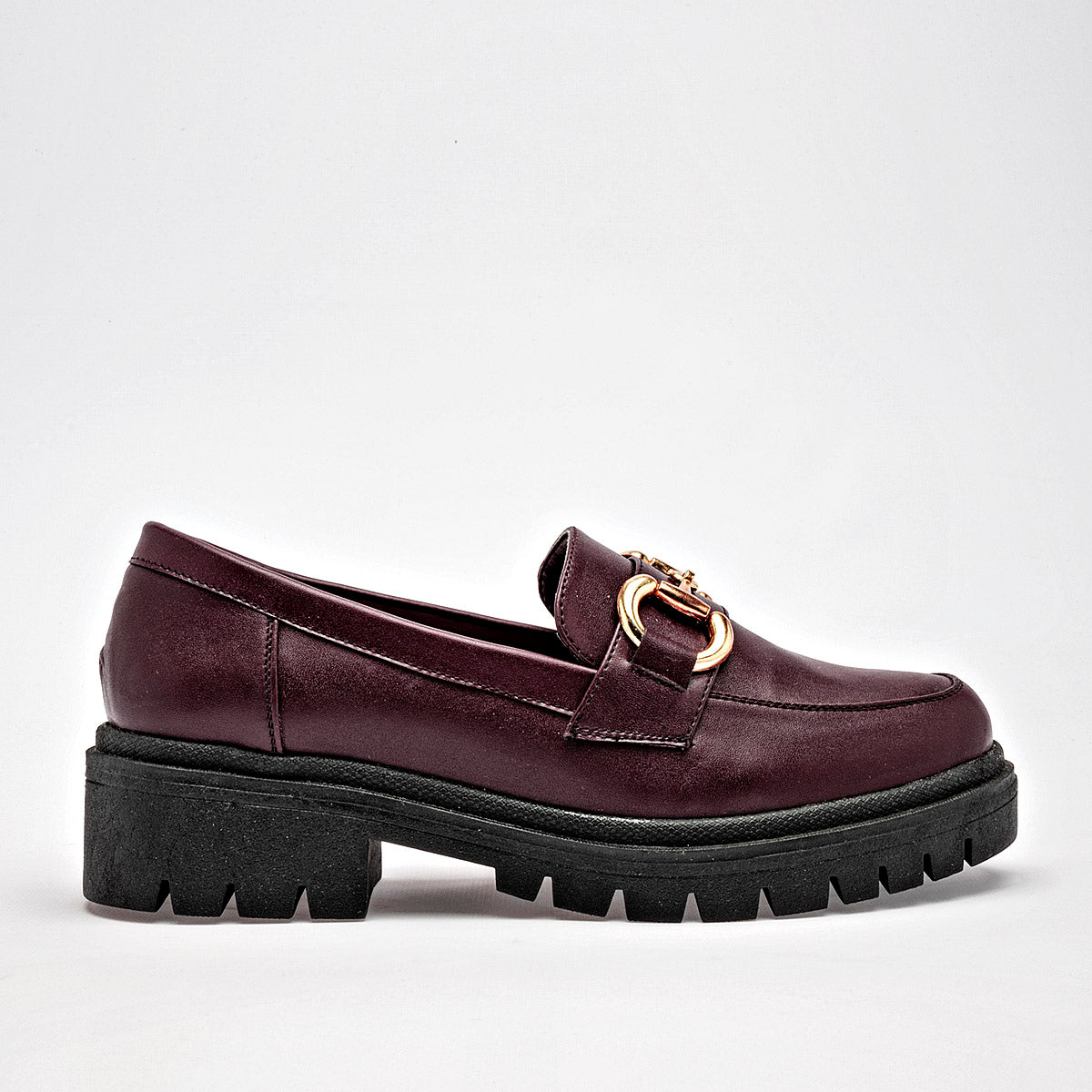 Mocasin Casual Lady One Mujer Ab2336 Vino Tacon 4 Cm