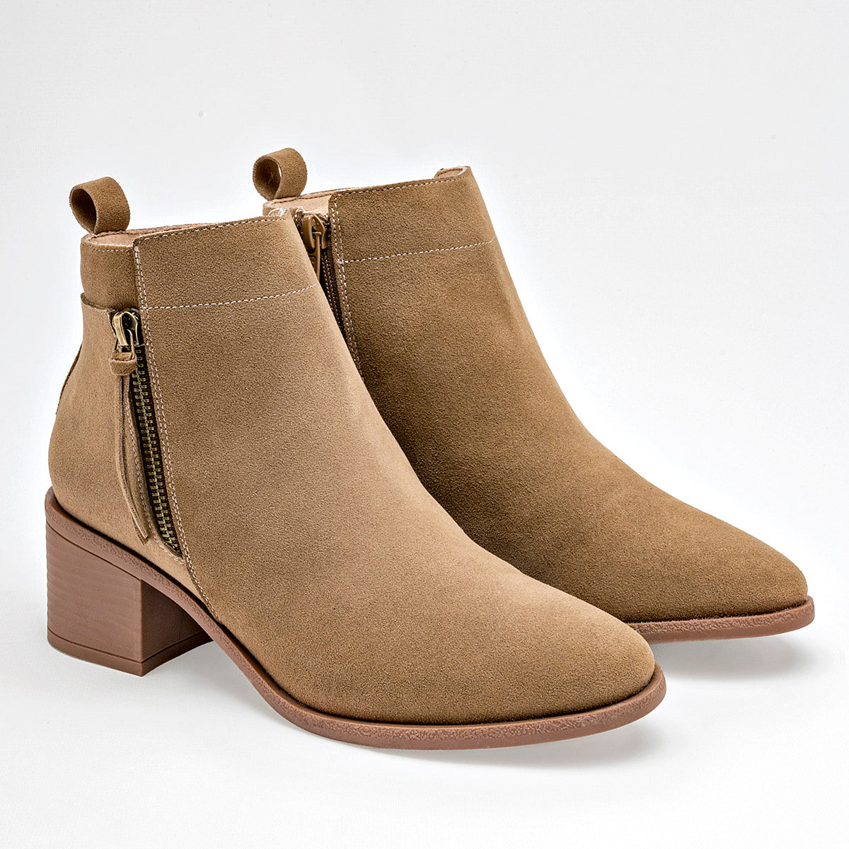 Botin Casual Lady Paulina Mujer 39801 Camel Tacon 6 Cm
