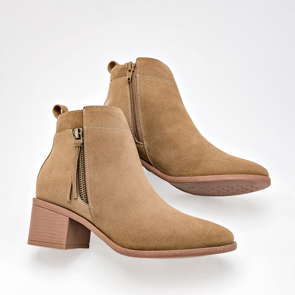Botin Casual Lady Paulina Mujer 39801 Camel Tacon 6 Cm
