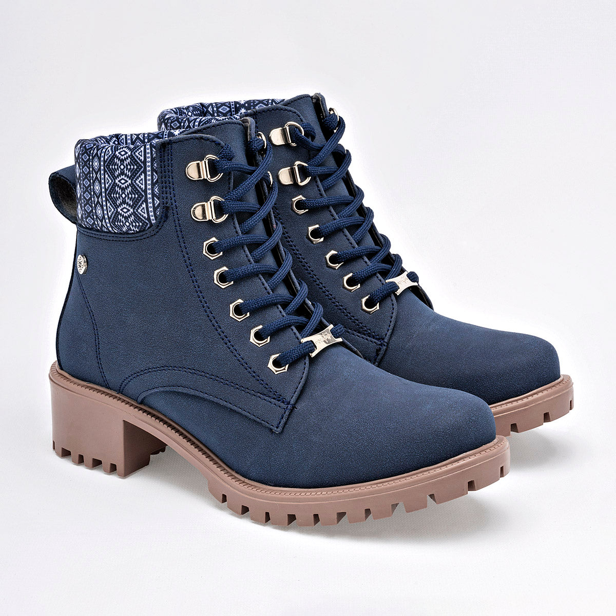Botin Casual Mora Tierra Mujer Moira Marino Tacon 4 Cm