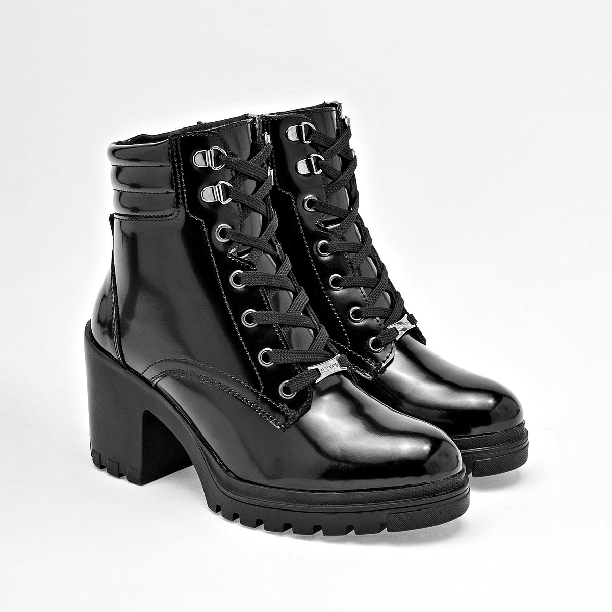 Bota Casual Moramora Mujer Buffy Negro Tacon 8 Cm