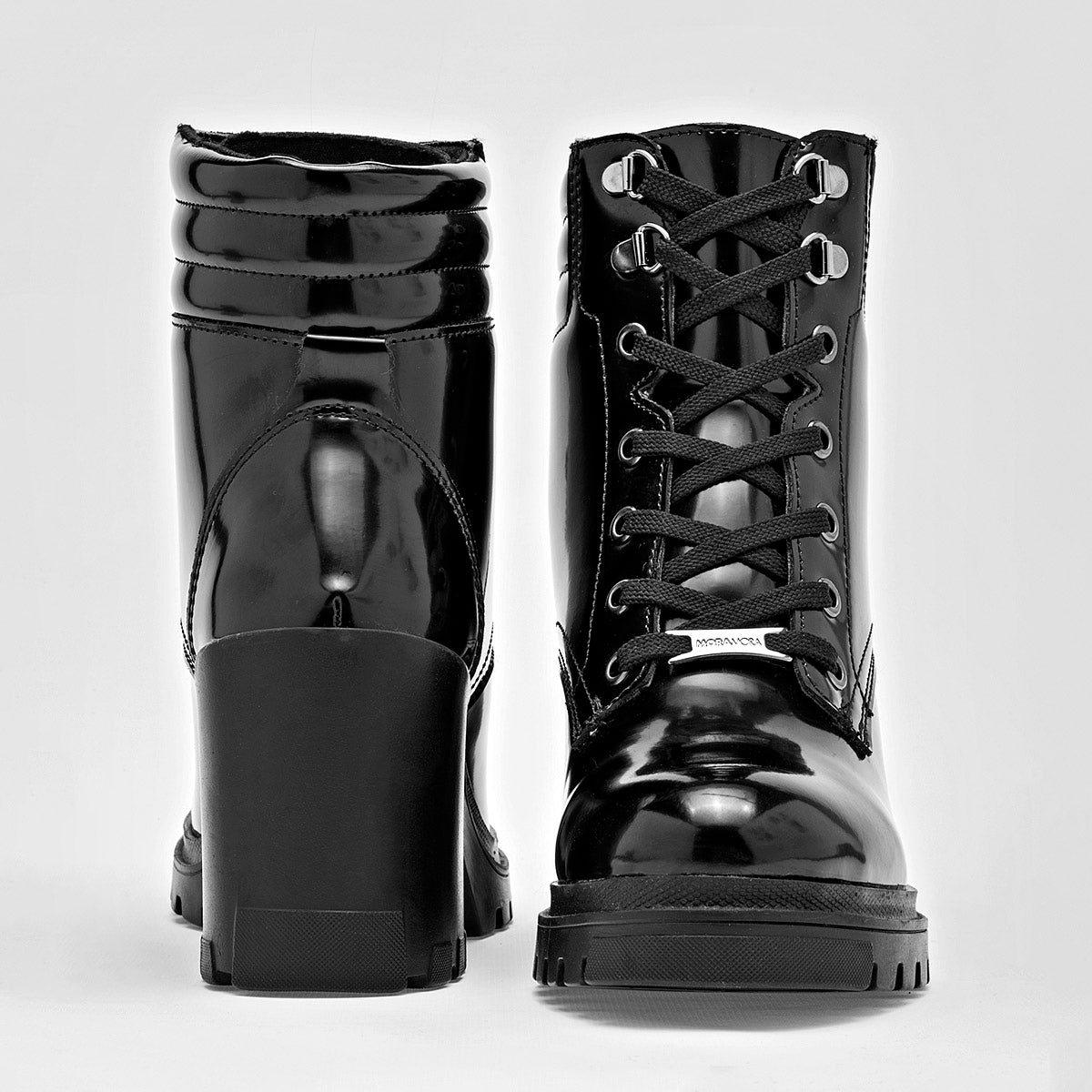 Bota Casual Moramora Mujer Buffy Negro Tacon 8 Cm