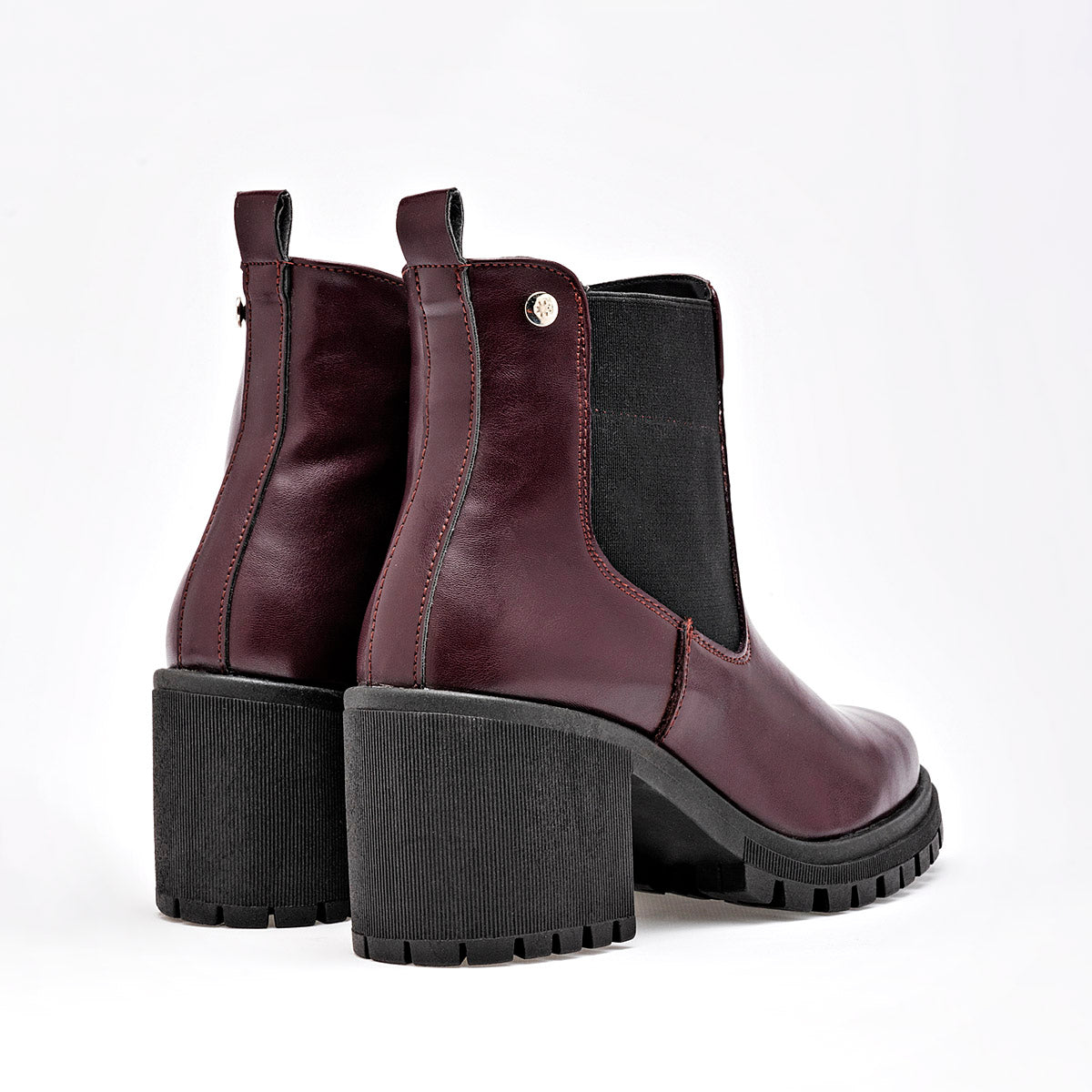 Botin Casual Moramora Mujer Abbie Vino Tacon 7 Cm