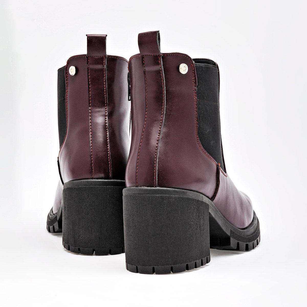 Botin Casual Moramora Mujer Abbie Vino Tacon 7 Cm