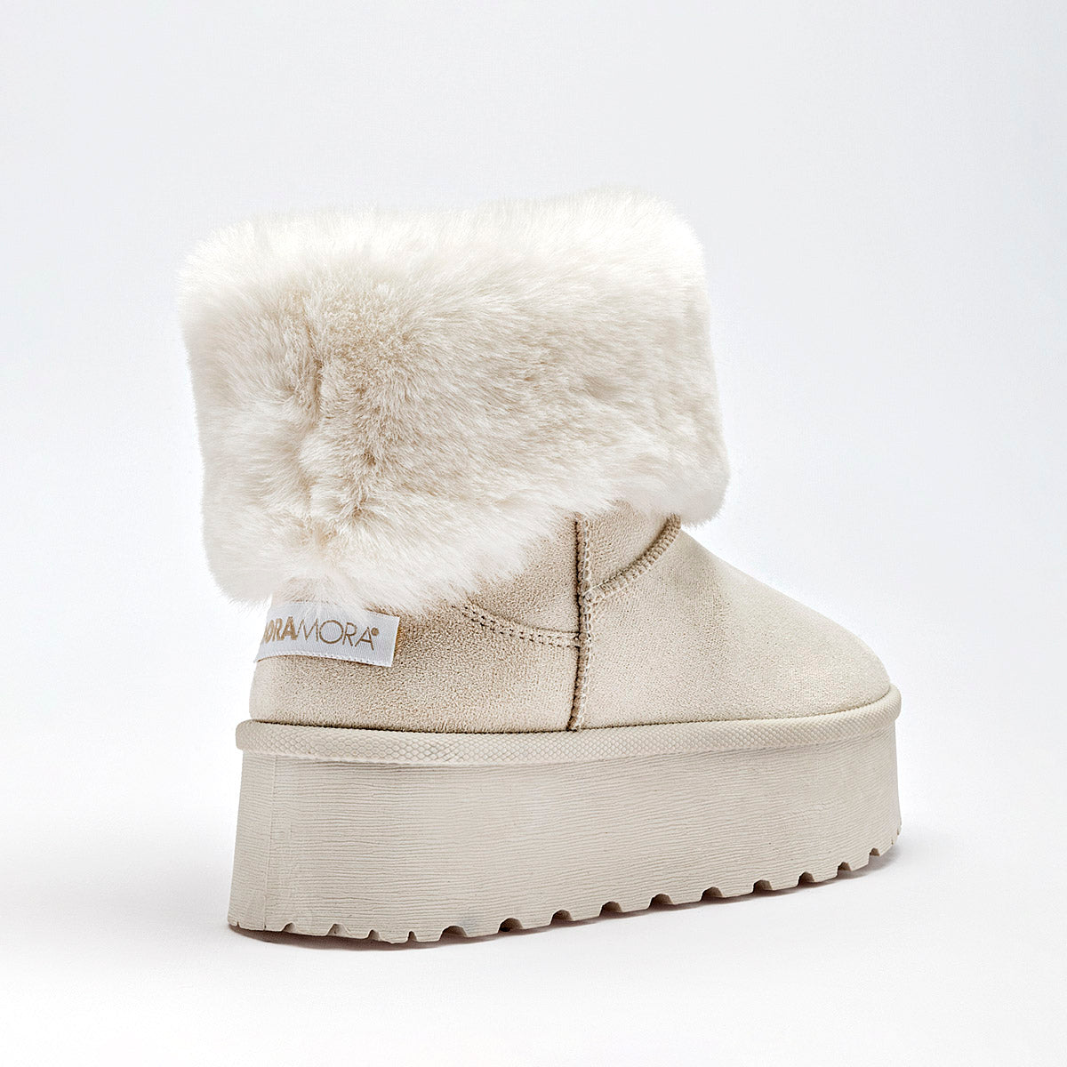 Botin Casual Moramora Mujer Liz Beige Plataforma 5 Cm
