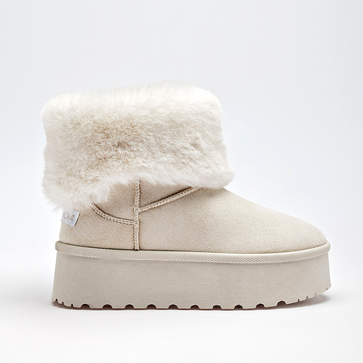 Botin Casual Moramora Mujer Liz Beige Plataforma 5 Cm