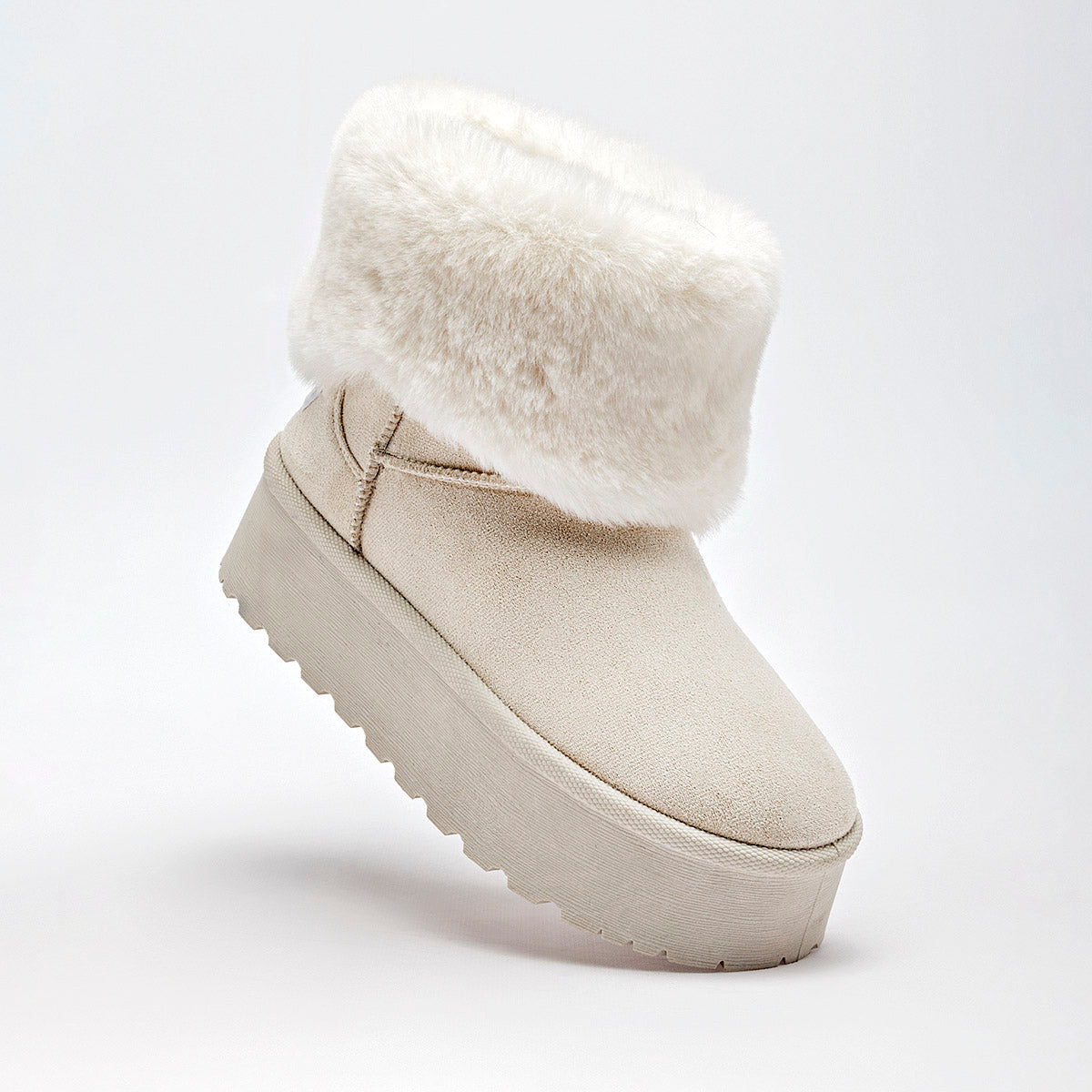 Botin Casual Moramora Mujer Liz Beige Plataforma 5 Cm