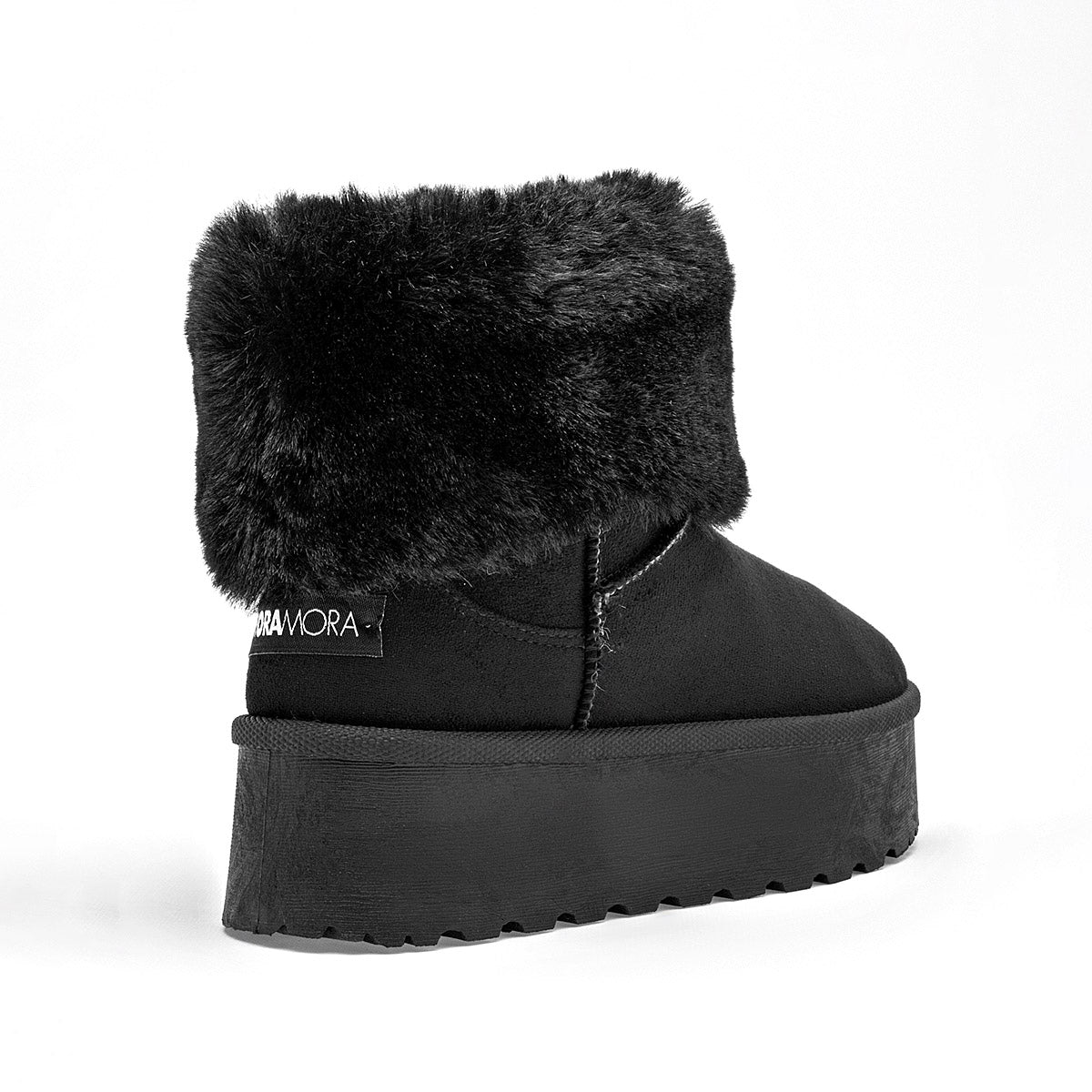 Botin Casual Moramora Mujer Liz Negro Plataforma 5 Cm