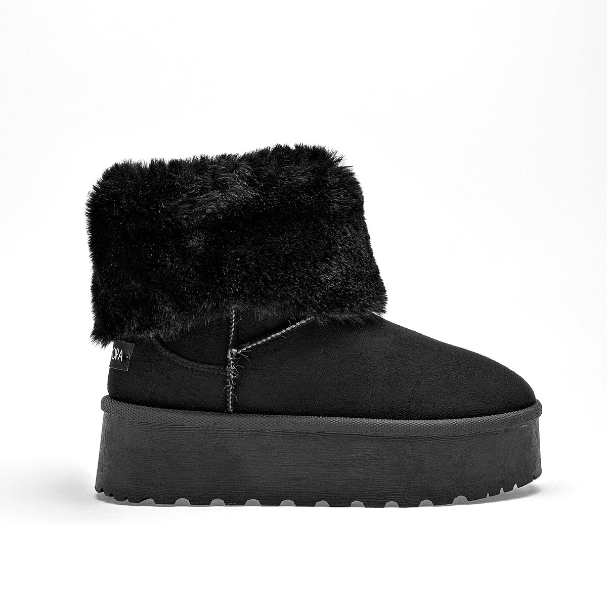 Botin Casual Moramora Mujer Liz Negro Plataforma 5 Cm