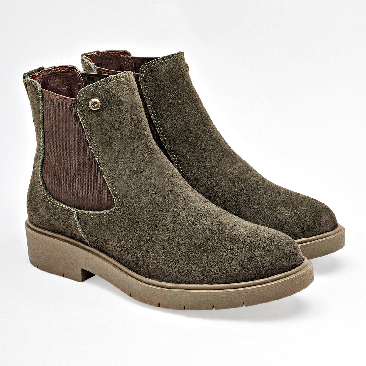 Botin Casual Piel Mujer Moramora Faby Olivo Tubo 12 Cm