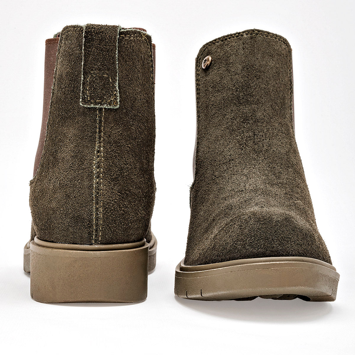 Botin Casual Piel Mujer Moramora Faby Olivo Tubo 12 Cm
