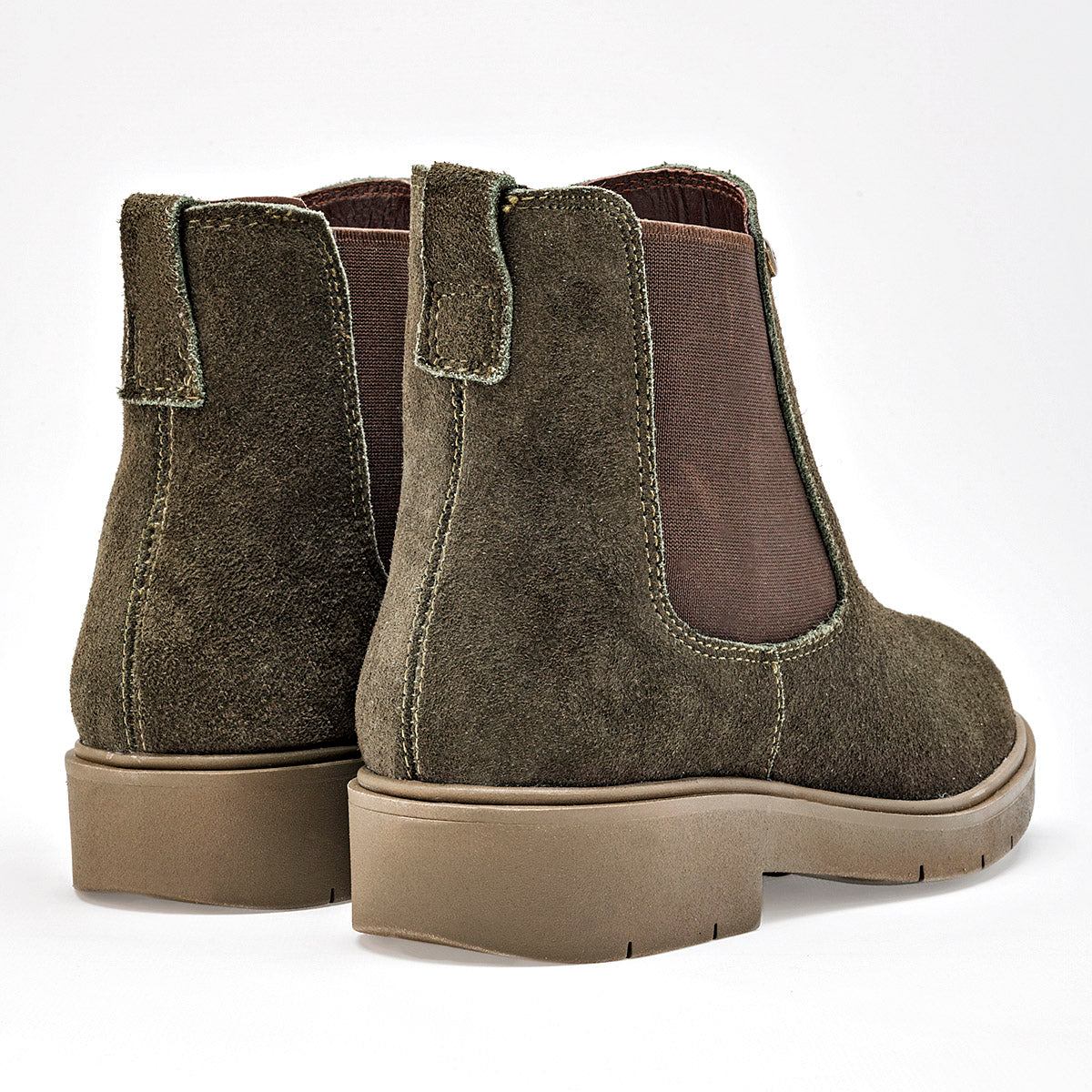Botin Casual Piel Mujer Moramora Faby Olivo Tubo 12 Cm