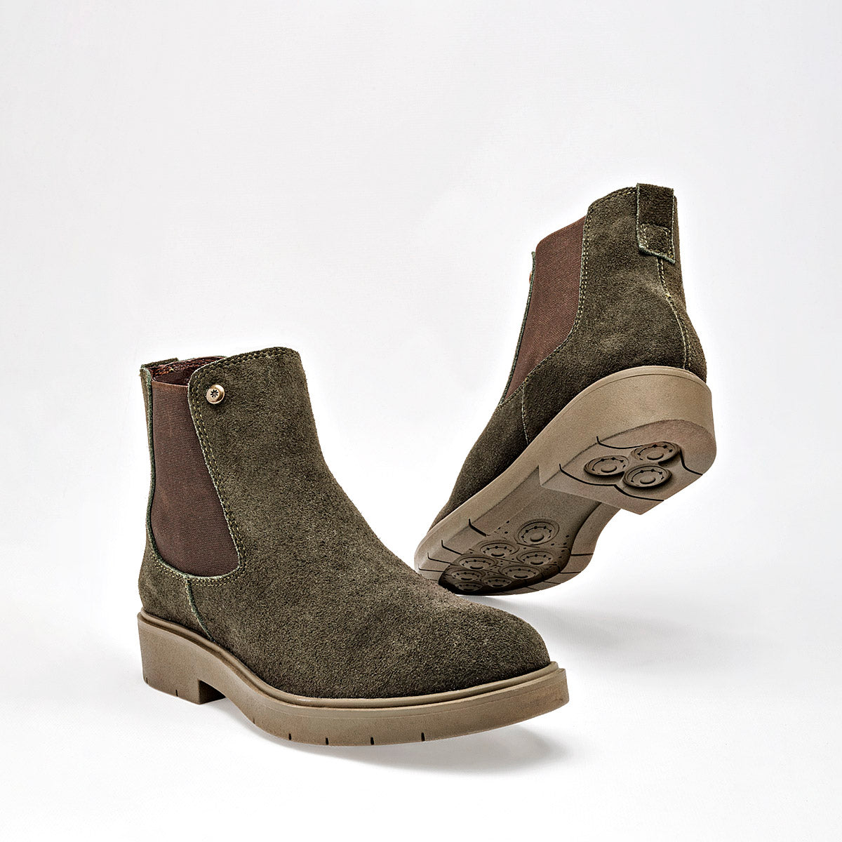 Botin Casual Piel Mujer Moramora Faby Olivo Tubo 12 Cm