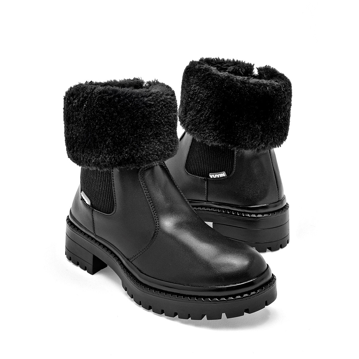 Botin Casual mujer  Yuyin 25544 negro tacon 4cm tubo 11 cm