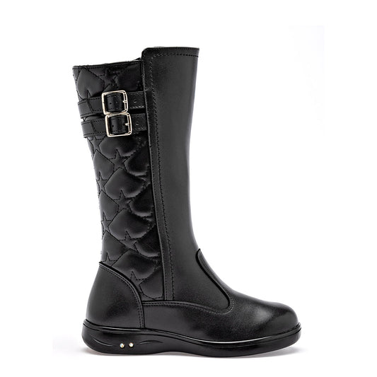Bota Larga Niña Yuyin Para Mujer 25731 Color Negro Tubo23 Cm