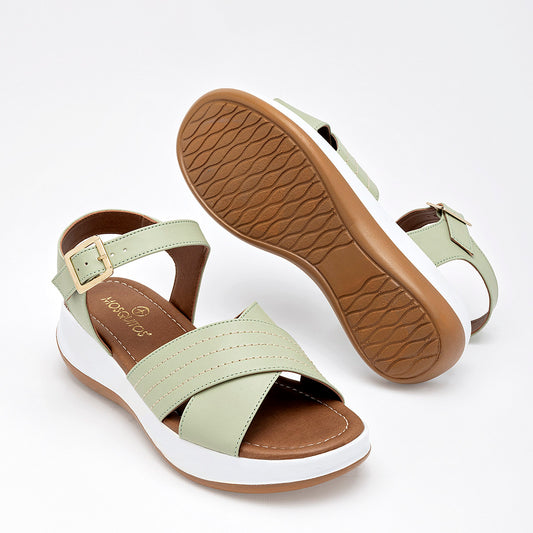 Sandalia Abierta Mosquitos Mujer 1209 Verde Plataforma 4 Cm