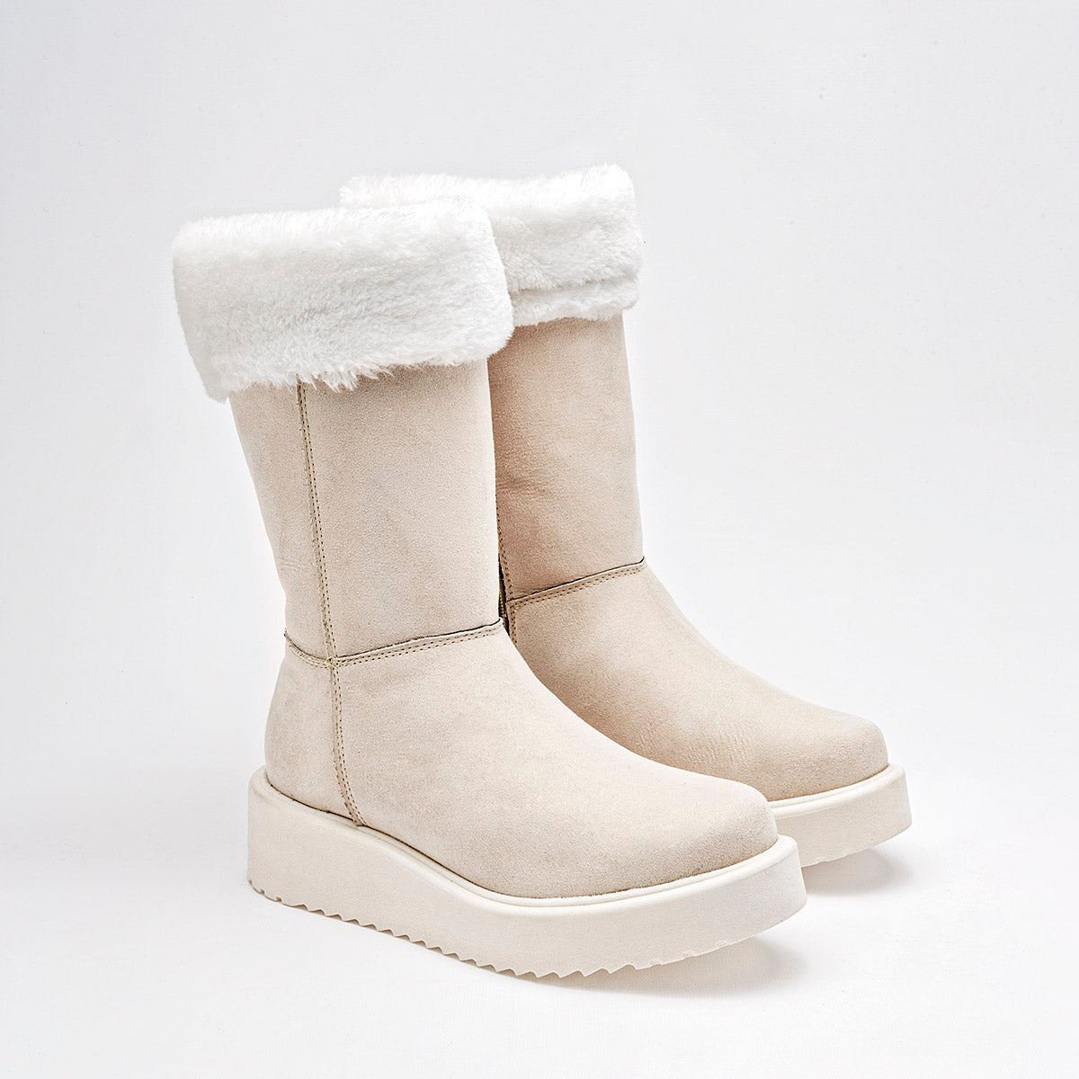 Bota Invernal Been Clas Mujer 19661 Beige Plataforma 5cm Tubo 25cm