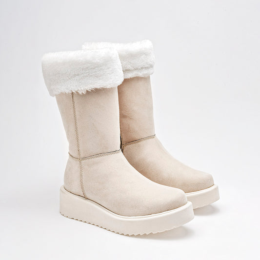 Bota Invernal Been Clas Mujer 19661 Beige Plataforma 5cm Tubo 25cm