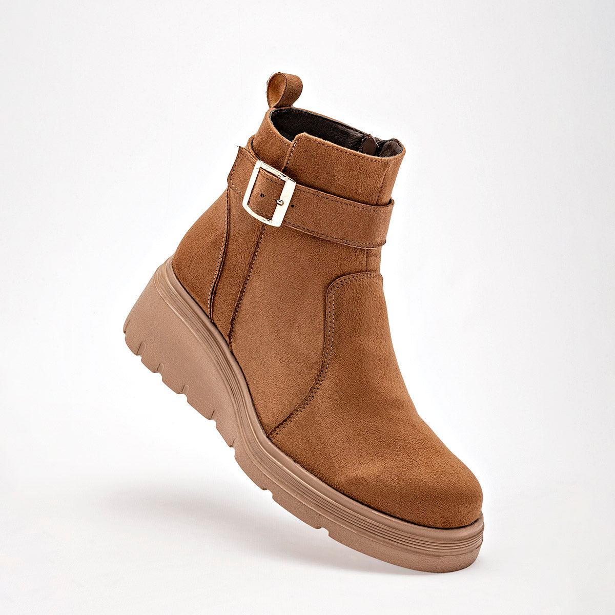 Botin Casual Green Love Mujer 95290 Camel Plataforma 5 Cm