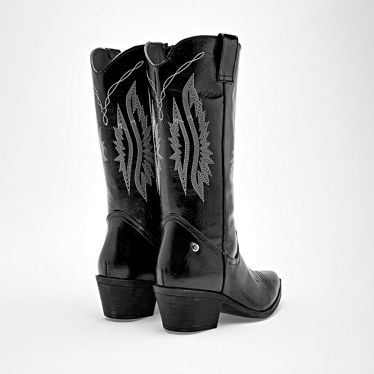 Bota Vaquera Moramora Para Mujer 1108003 Negro Tacon6 Tubo28