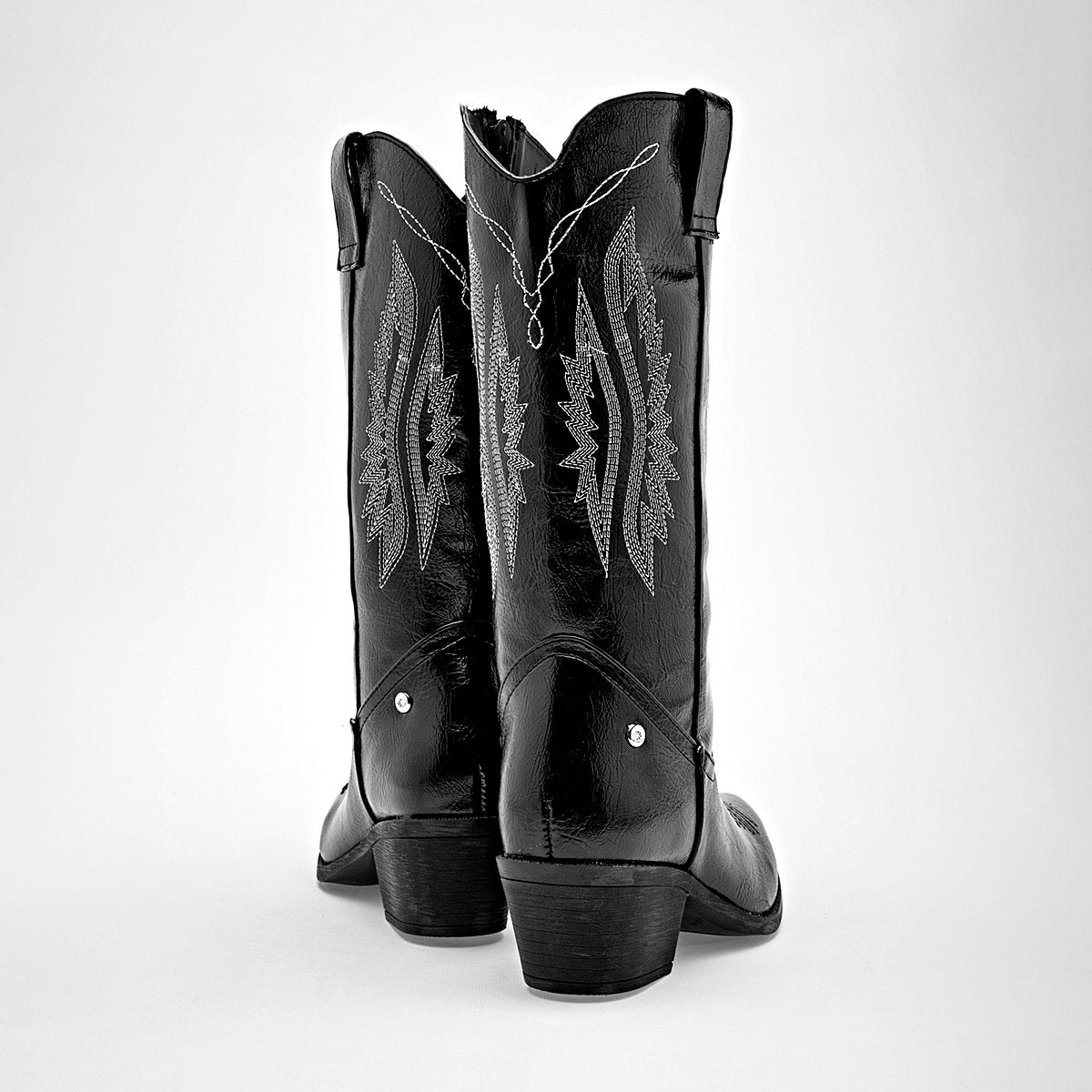 Bota Vaquera Moramora Para Mujer 1108003 Negro Tacon6 Tubo28