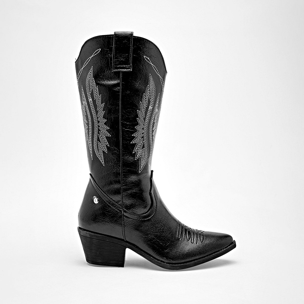 Bota Vaquera Moramora Para Mujer 1108003 Negro Tacon6 Tubo28