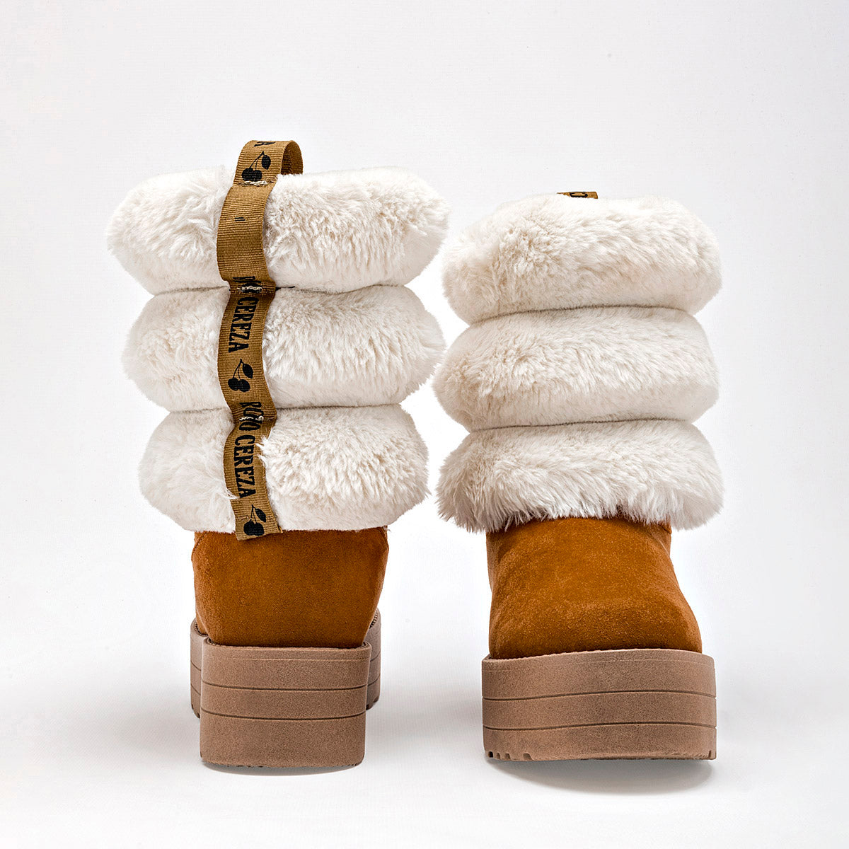 Bota Casual Rojo Cereza Mujer 8040 Camel Plataforma 4 Cm