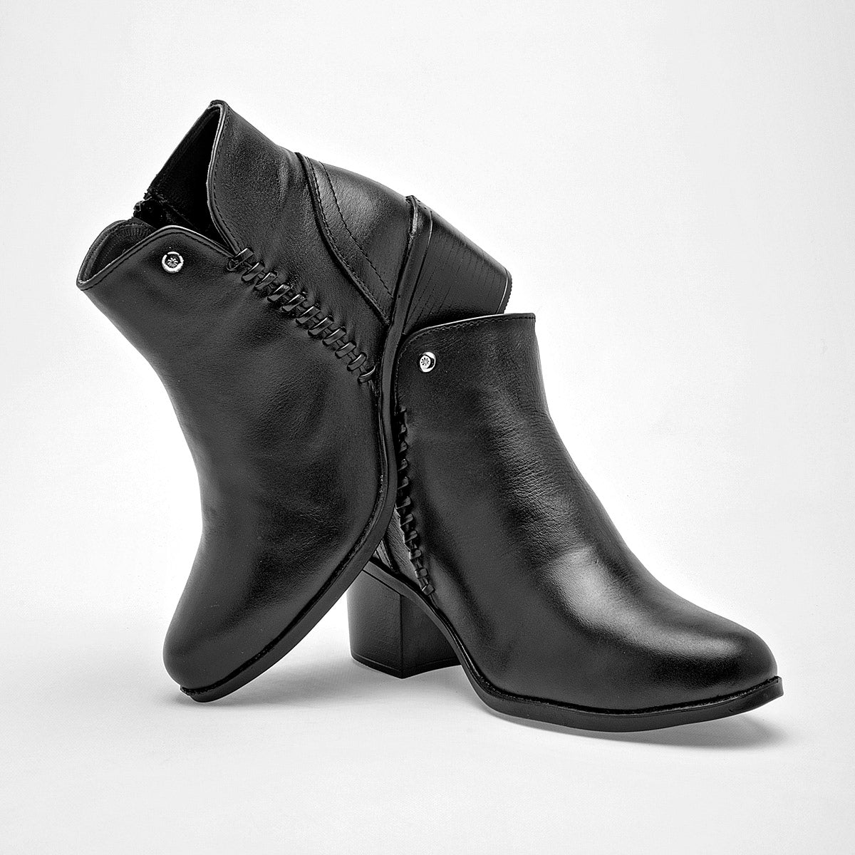 Botin Casual Moramora Mujer Ariadna Negro Tacon 6 Cm