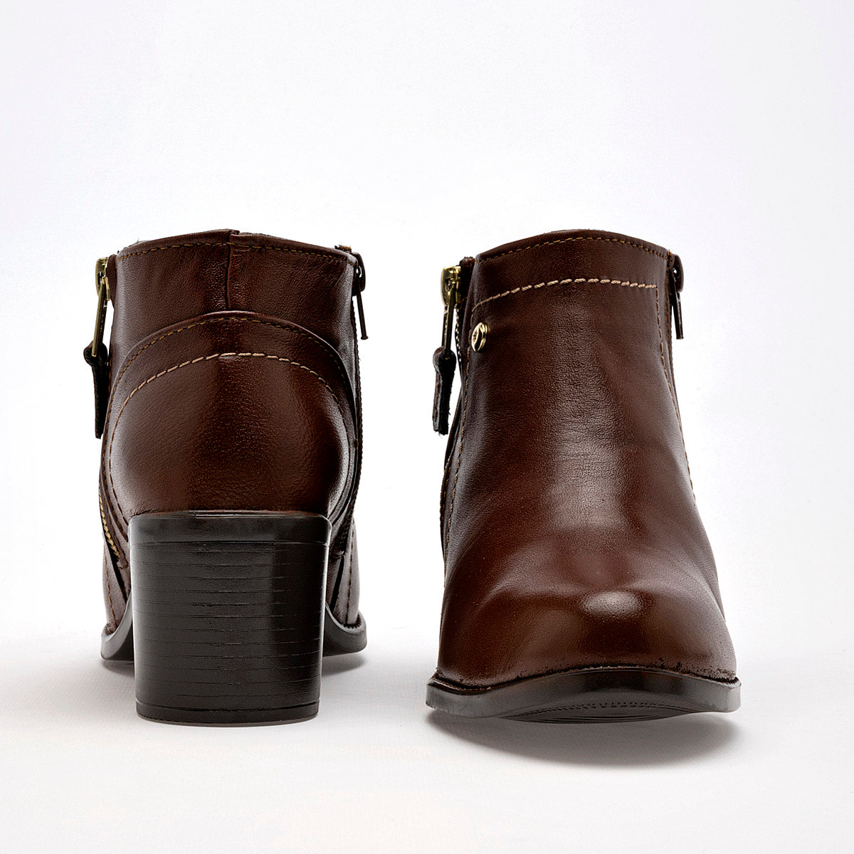 Botin Casual Moramora Mujer Flor Camel Tacon 6 Cm